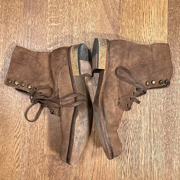 John Varvatos USA Bonham Suede Leather Brown Lace Combat Boots Mens US 8.5 - Picture 10 of 13
